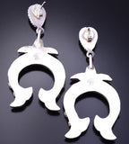 Silver & Turquoise Navajo Horseshoe Bottom Earrings by RB 3J16R