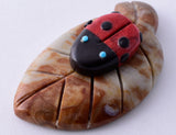 Picasso Marble Zuni Fetish - Lady Bug on a leaf by Reynold Lonasee 5L09K
