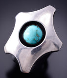 Vintage Size 6-1/4 Silver & Turquoise Navajo Shadowbox Ring 3J30T