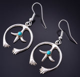 Silver & Kingman Turquoise Navajo Handmade Naja Earrings by Lorraine Chee 6B14F
