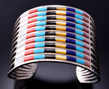 Silver & Turquoise Multistone Zuni Inlay Bracelet by Anson Wallace 3F05A
