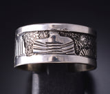 Size 11 Silver Navajo "Hogan" & Home Storytelling Ring by Elaine Becenti 5L10Z