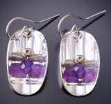 Silver & Amethyst Navajo Handmade Refection Earrings by Jeremy Harrison 6H06M
