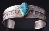 Vintage Silver & Turquoise Navajo Tufacast Ebb & Flow Bracelet 5H25Y
