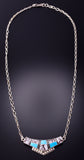 Silver & Turquoise Multistone Navajo Inlay Necklace by Curtis Manygoats 4D15Z