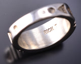 Size 9 White Buffalo Inlay Men's Ring by Navajo Artist Rick Tolino 6K26A