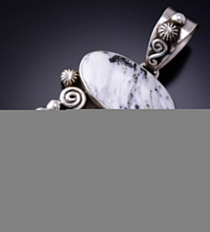Silver & Golden Hills Turquoise White Buffalo Navajo Pendant - Erick Begay 6C02S