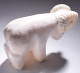 Large Alabaster Big Horn Sheep Fetish carving by Andre Quandelacy 4D02O