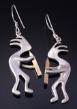 Vintage Silver & Gold-filled Navajo Handmade Kokopelli Dancing Earrings 5F10S