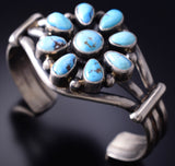 Silver & Golden Hills Turquoise Cluster Navajo Bracelet by Shirley Henry 6F09W