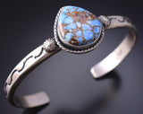 Silver & Golden Hills Turquoise Navajo Waterdrop Bracelet by Sam Yellowhair 6H31D