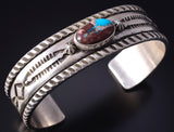 Silver & Bisbee Turquoise Navajo Handstamped Bracelet by Erick Begay 5H01F