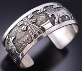 Horses and Windmill Storyteller Silver Bracelet by Elaine Becenti 6K28G