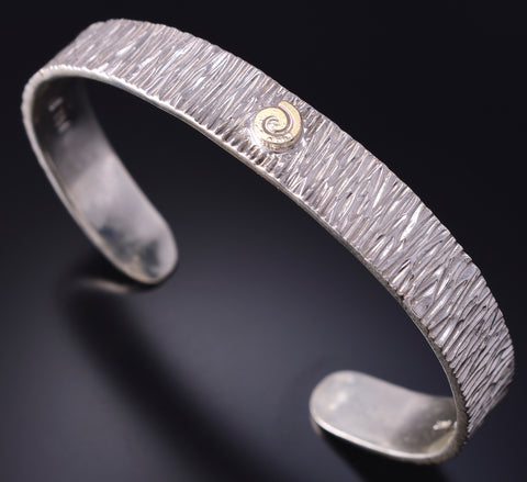 Vintage Silver & 14k Gold Bracelet by Myron Panteah 5L10X