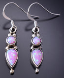 Silver & Fire Opal Navajo Handmade Earrings by Robert Martinez 6G29Y