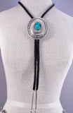 Shadow Box Kingman Turquoise Bolo Tie by Wilbert Muskett 5L11B