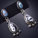 Silver & Golden Hills Turquoise White Buffalo Navajo Earrings Erick Begay 6C01N