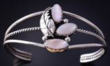 Vintage Silver & Pink Mussel Shell Feather Zuni Bracelet by Miriam Chuyate 5K17J