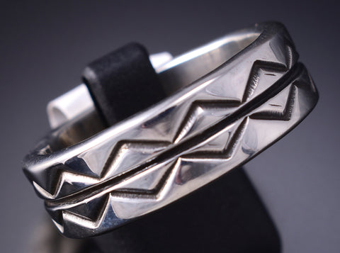 Size 12 Silver Navajomade Mountains & Valleys Ring by Erick Begay 6C02V