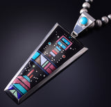 Silver Multistone Navajo Inlay Yei Bi Chei Long Pendant by Jimmy Harrison 5G12O