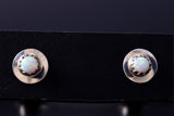 White Fire Opal - Navajo Handmade Sterling Silver Post Earrings by Juanita Manygoats - 6J31F