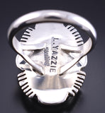 Size 8 Silver & White Buffalo Turquoise Navajo Round Ring by Leslie Yazzie 5L26N
