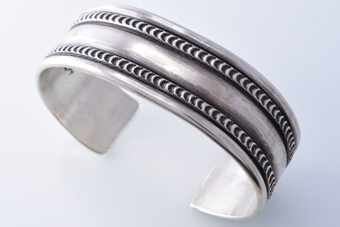 Silver Navajo Handmade Men's Bracelet by Erick Begay 3H21K