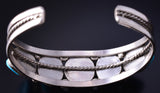 Silver & Turquoise Row Navajo Handmade Bracelet by Ravis Henry 5L10D