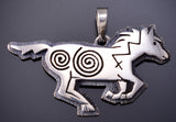 Silver Hopi Overlay Running Free Horse Pendant by Gerald Lomaventema 6G29L