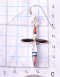 Silver & Turquoise Multistone Zuni Inlay Cross Earrings by Lynette Bowannie 3G03K