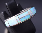 Size 5 Silver & Opal Navajo Inlay Ring by Elaine Sherman 5L07P