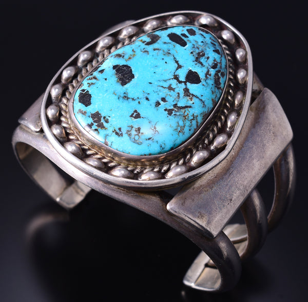 Vintage Silver & Turquoise Navajo Handmade Bracelet 6A21R