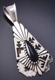 Vintage Silver & Onyx Navajo Rug Design Pendant by Toney Mitchell 6F09N