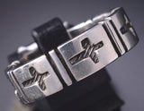 Size 12-1/4 Silver Navajo Handmade His Holy Cross Ring by Erick Begay 6C02T