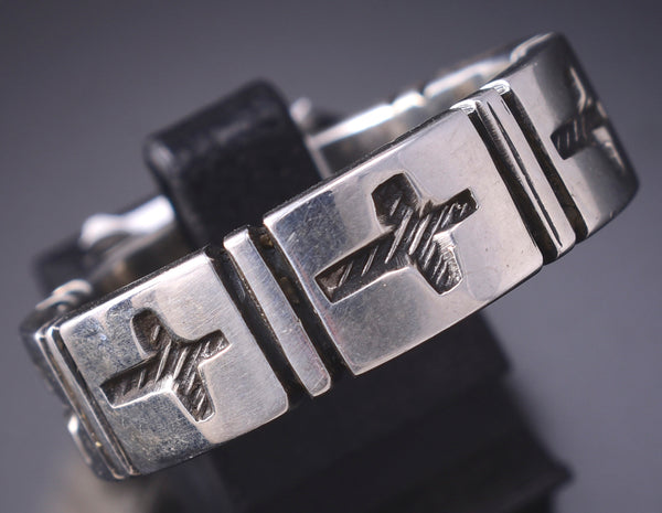 Size 12-1/4 Silver Navajo Handmade His Holy Cross Ring by Erick Begay 6C02T