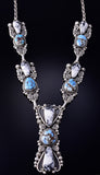 Silver & Golden Hills Turquoise White Buffalo Navajo Necklace Erick Begay 5H03E