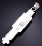Silver & Turquoise Multistone Navajo Inlay Long Pendant by Benson Shorty 5L13B