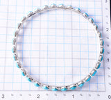 Silver and Diamond-Shaped Turquoise Bangle Bracelet Navajo Handmade 5L17Z