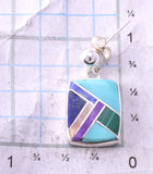 Silver & Turquoise Multistone Navajo Inlay Earrings by TSF 3L10M