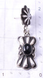 Silver & Onyx Navajo Handmade Concho Dangle Earrings by Ravis Henry 6D20B
