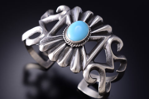Classic Navajo Sandcast Bracelet Kingman Tuqruoise by Eugene Gruber 6K28Y