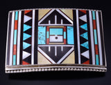 Vintage Silver & Turquoise Zuni Multistone Sunface Buckle by R & L Vacit 5H21C