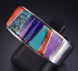 Size 11-3/4 Silver & Turquoise Multistone Navajo Inlay Mens Ring - Aldora Henry 5L05K