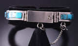 Silver & Turquoise Navajo Inlay Link Bracelet by Chris Tom 4E18F