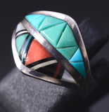 Vintage Size 6-1/4 Silver Multistone Zuni Inlay Ring 5K10P