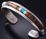 Vintage Silver Multistone Heishi Row Navajo Bracelet by Peter Sierra 5L10O