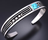 Preowned Silver & Turquoise Navajo Handmade Bracelet by Albert Nells 6A21E