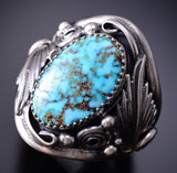 Size 13-3/4 Kingman Turquoise Navajo Men's Ring by Darrell Morgan - 6K26L
