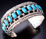 Silver & Kingman Turquoise Navajo Bracelet by Brian Jones 6H25A