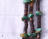 30" Three Strand Turquoise Nugget Multistone Santo Domingo Necklace by Randy Garcia - 5H25P